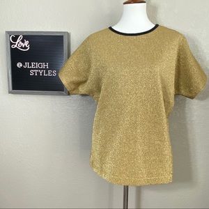 Vintage 80’s Gold Lurex Sparkle Short Sleeve Top M